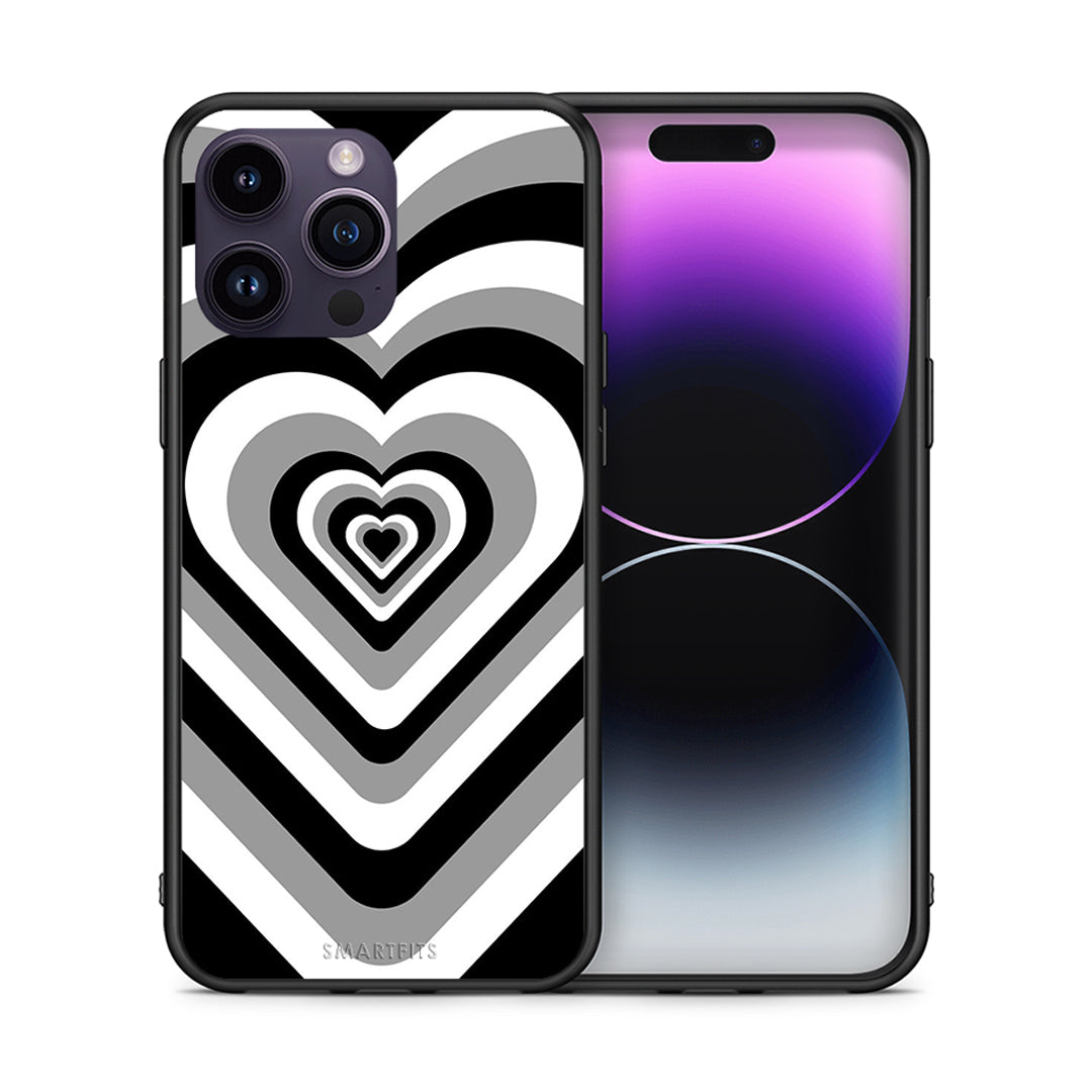 Θήκη iPhone 15 Pro Black Hearts από τη Smartfits με σχέδιο στο πίσω μέρος και μαύρο περίβλημα | iPhone 15 Pro Black Hearts case with colorful back and black bezels