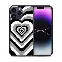 Thumbnail for Θήκη iPhone 15 Pro Black Hearts από τη Smartfits με σχέδιο στο πίσω μέρος και μαύρο περίβλημα | iPhone 15 Pro Black Hearts case with colorful back and black bezels