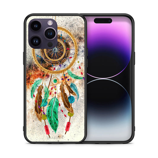Θήκη iPhone 15 Pro DreamCatcher Boho από τη Smartfits με σχέδιο στο πίσω μέρος και μαύρο περίβλημα | iPhone 15 Pro DreamCatcher Boho case with colorful back and black bezels