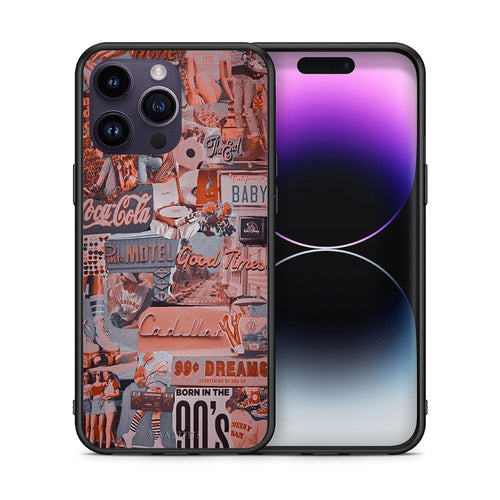 Θήκη iPhone 15 Pro Born In 90s από τη Smartfits με σχέδιο στο πίσω μέρος και μαύρο περίβλημα | iPhone 15 Pro Born In 90s case with colorful back and black bezels
