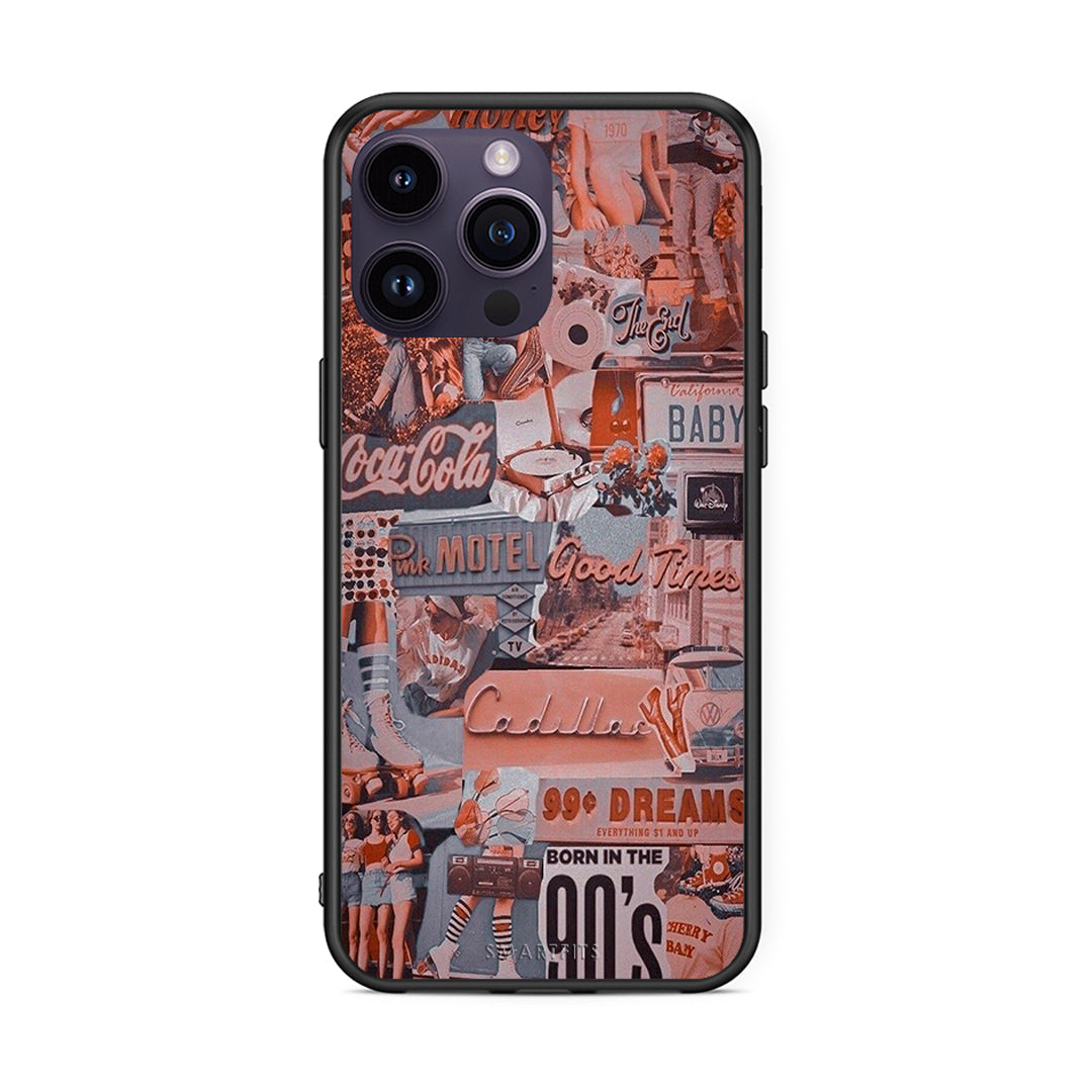 iPhone 15 Pro Born In 90s θήκη από τη Smartfits με σχέδιο στο πίσω μέρος και μαύρο περίβλημα | Smartphone case with colorful back and black bezels by Smartfits
