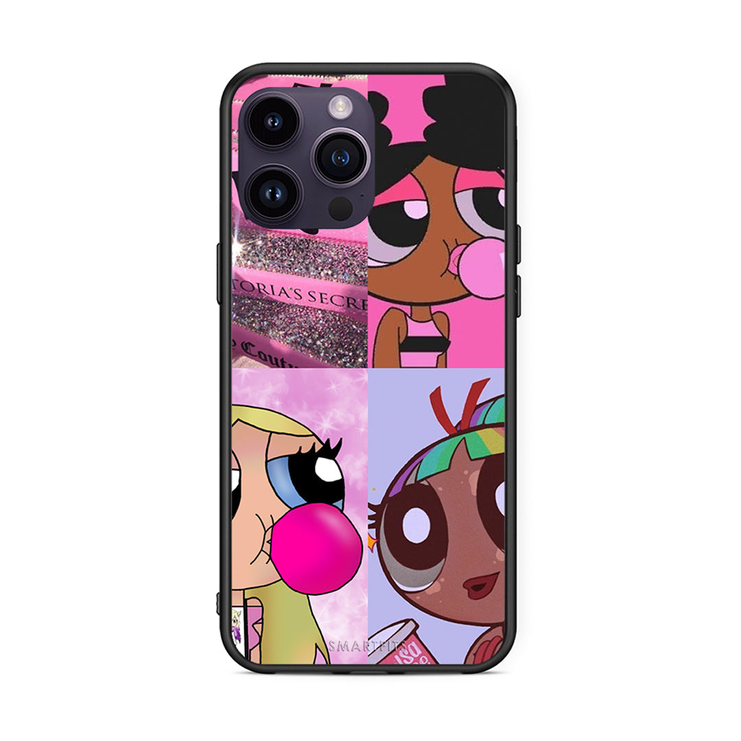 iPhone 14 Pro Bubble Girls Θήκη Αγίου Βαλεντίνου από τη Smartfits με σχέδιο στο πίσω μέρος και μαύρο περίβλημα | Smartphone case with colorful back and black bezels by Smartfits