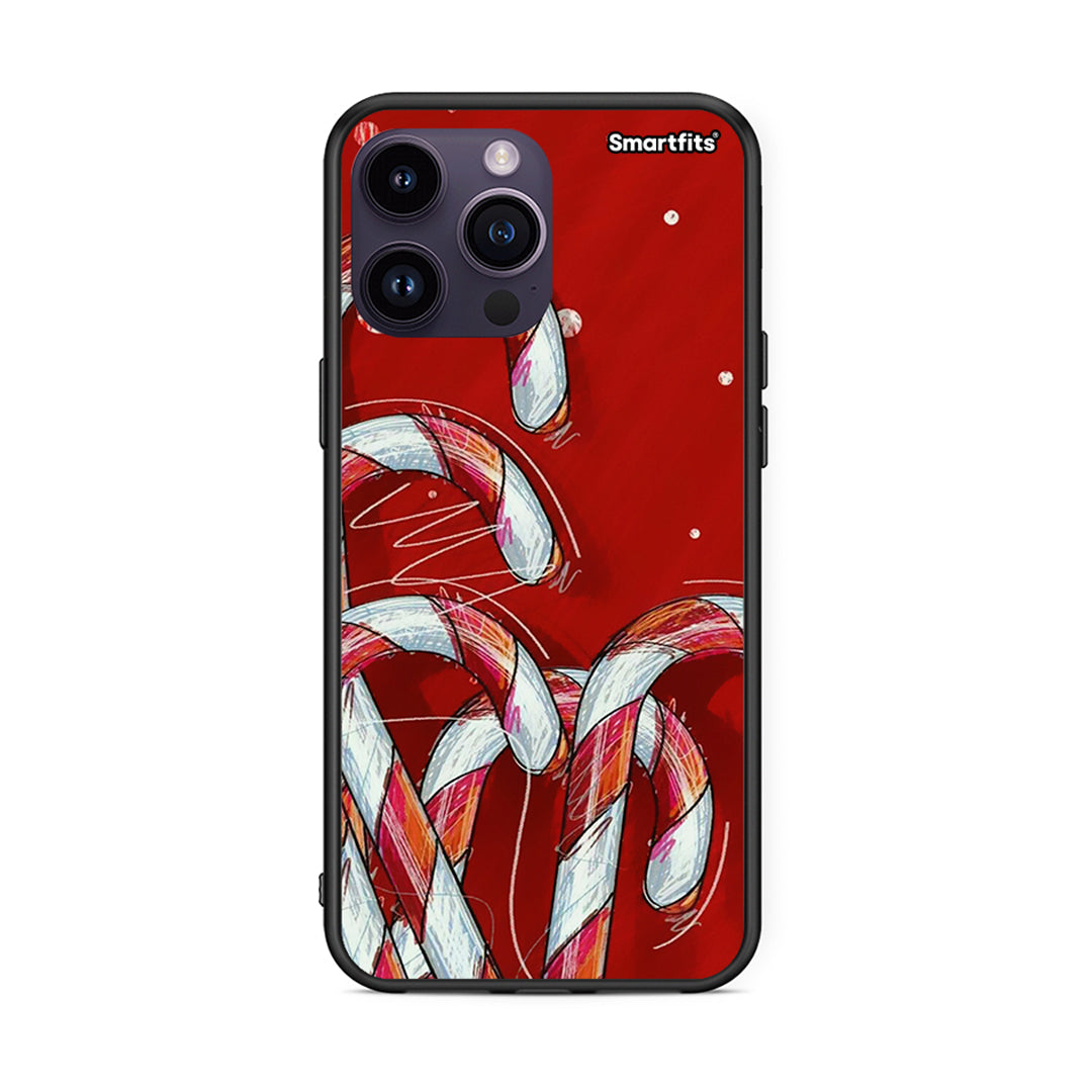 iPhone 14 Pro Candy Cane θήκη από τη Smartfits με σχέδιο στο πίσω μέρος και μαύρο περίβλημα | Smartphone case with colorful back and black bezels by Smartfits