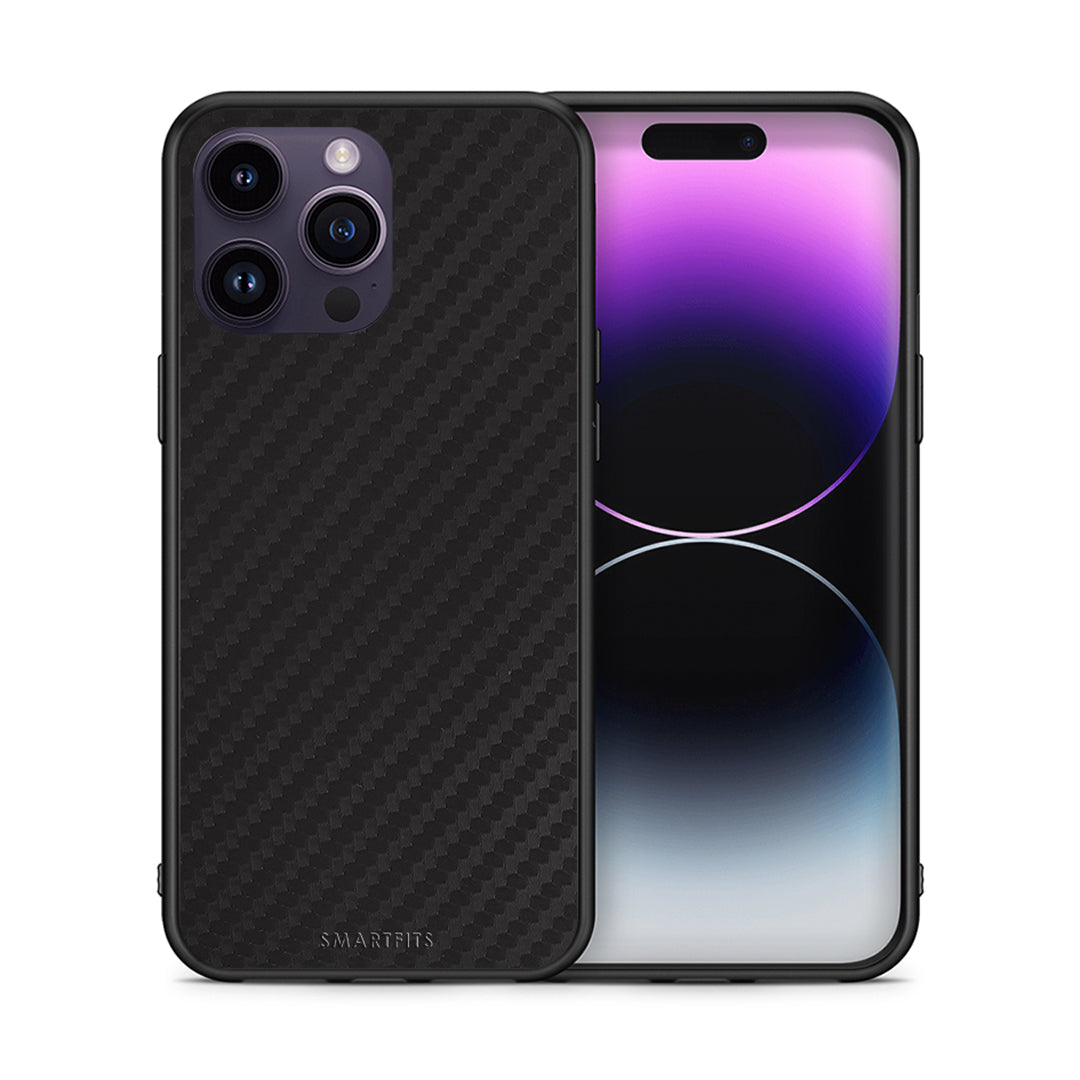 Θήκη iPhone 15 Pro Carbon Black από τη Smartfits με σχέδιο στο πίσω μέρος και μαύρο περίβλημα | iPhone 15 Pro Carbon Black case with colorful back and black bezels