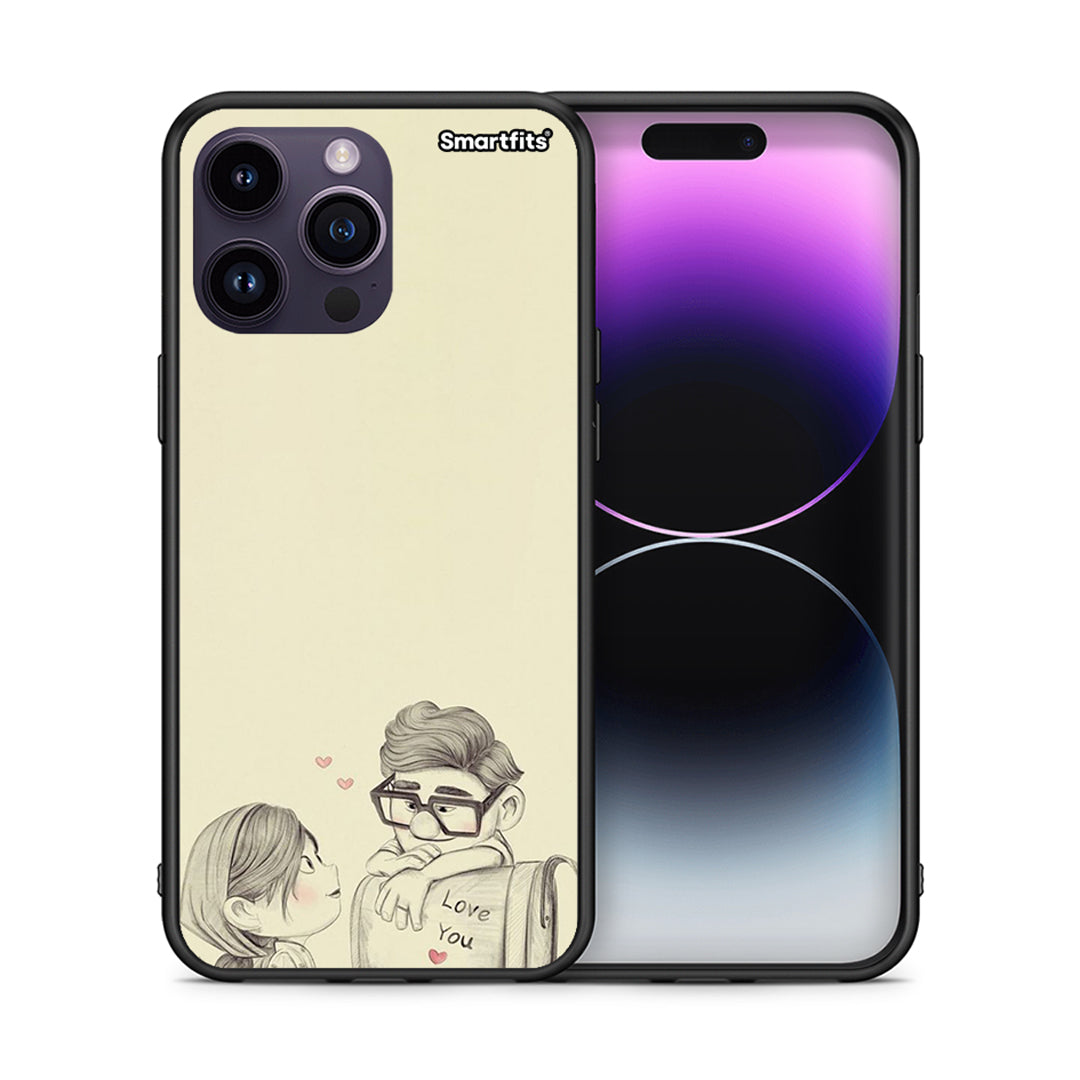 Θήκη iPhone 14 Pro Carl And Ellie από τη Smartfits με σχέδιο στο πίσω μέρος και μαύρο περίβλημα | iPhone 14 Pro Carl And Ellie case with colorful back and black bezels