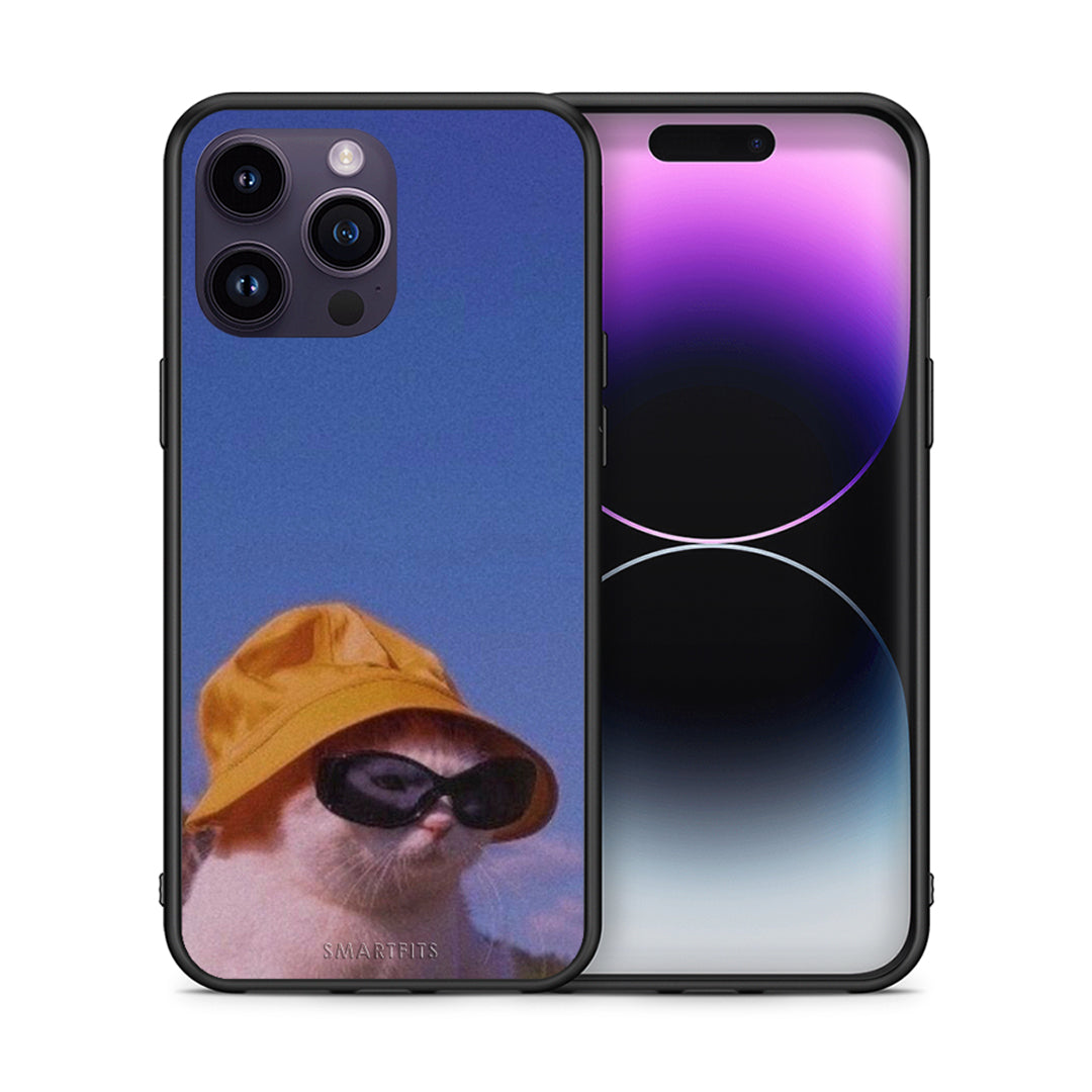 Θήκη iPhone 15 Pro Cat Diva από τη Smartfits με σχέδιο στο πίσω μέρος και μαύρο περίβλημα | iPhone 15 Pro Cat Diva case with colorful back and black bezels