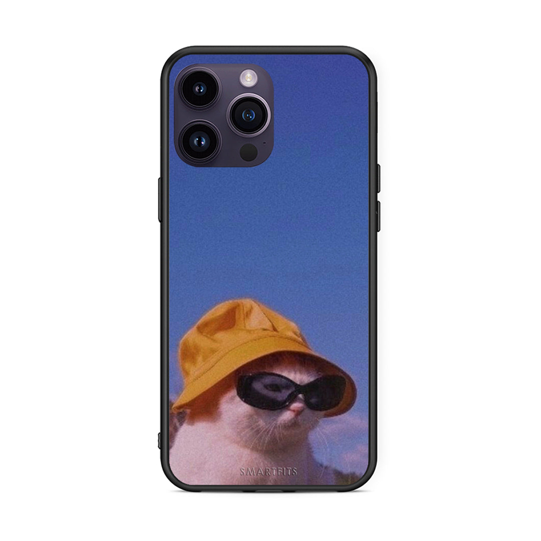 iPhone 14 Pro Cat Diva θήκη από τη Smartfits με σχέδιο στο πίσω μέρος και μαύρο περίβλημα | Smartphone case with colorful back and black bezels by Smartfits