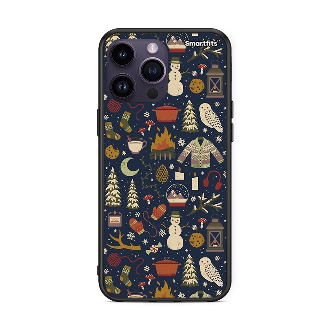 iPhone 14 Pro Christmas Elements θήκη από τη Smartfits με σχέδιο στο πίσω μέρος και μαύρο περίβλημα | Smartphone case with colorful back and black bezels by Smartfits