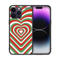 Thumbnail for Θήκη iPhone 14 Pro Christmas Hearts από τη Smartfits με σχέδιο στο πίσω μέρος και μαύρο περίβλημα | iPhone 14 Pro Christmas Hearts case with colorful back and black bezels