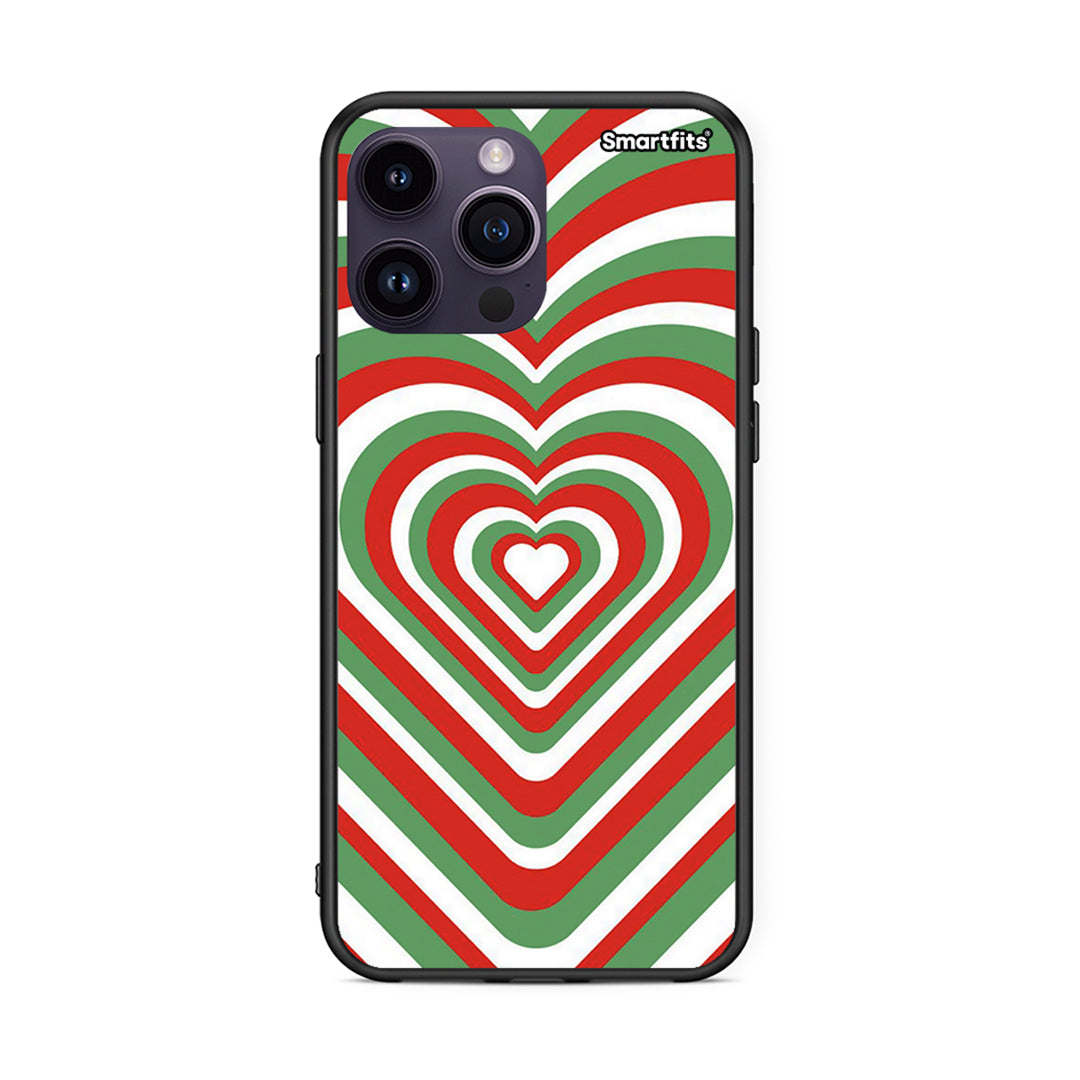 iPhone 14 Pro Christmas Hearts θήκη από τη Smartfits με σχέδιο στο πίσω μέρος και μαύρο περίβλημα | Smartphone case with colorful back and black bezels by Smartfits