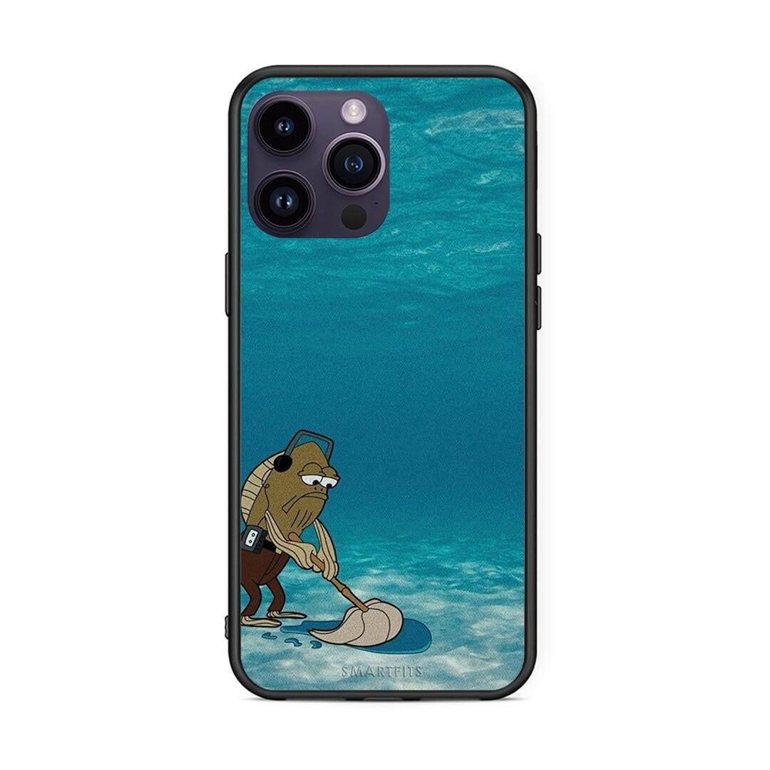iPhone 14 Pro Clean The Ocean Θήκη από τη Smartfits με σχέδιο στο πίσω μέρος και μαύρο περίβλημα | Smartphone case with colorful back and black bezels by Smartfits