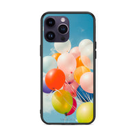 Thumbnail for iPhone 14 Pro Colorful Balloons θήκη από τη Smartfits με σχέδιο στο πίσω μέρος και μαύρο περίβλημα | Smartphone case with colorful back and black bezels by Smartfits
