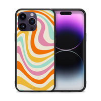 Thumbnail for Θήκη iPhone 14 Pro Colourful Waves από τη Smartfits με σχέδιο στο πίσω μέρος και μαύρο περίβλημα | iPhone 14 Pro Colourful Waves case with colorful back and black bezels