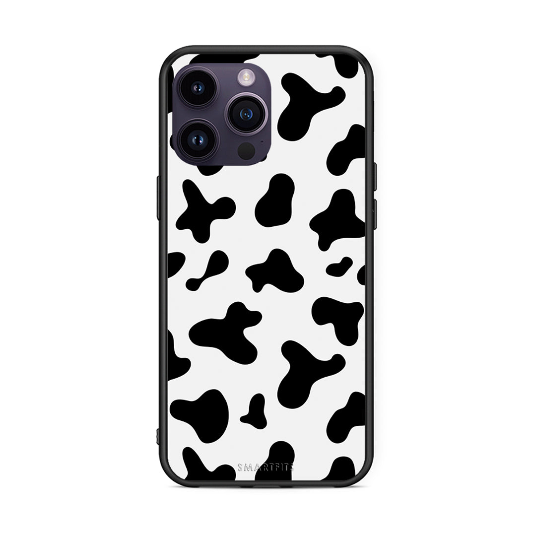 iPhone 14 Pro Cow Print θήκη από τη Smartfits με σχέδιο στο πίσω μέρος και μαύρο περίβλημα | Smartphone case with colorful back and black bezels by Smartfits