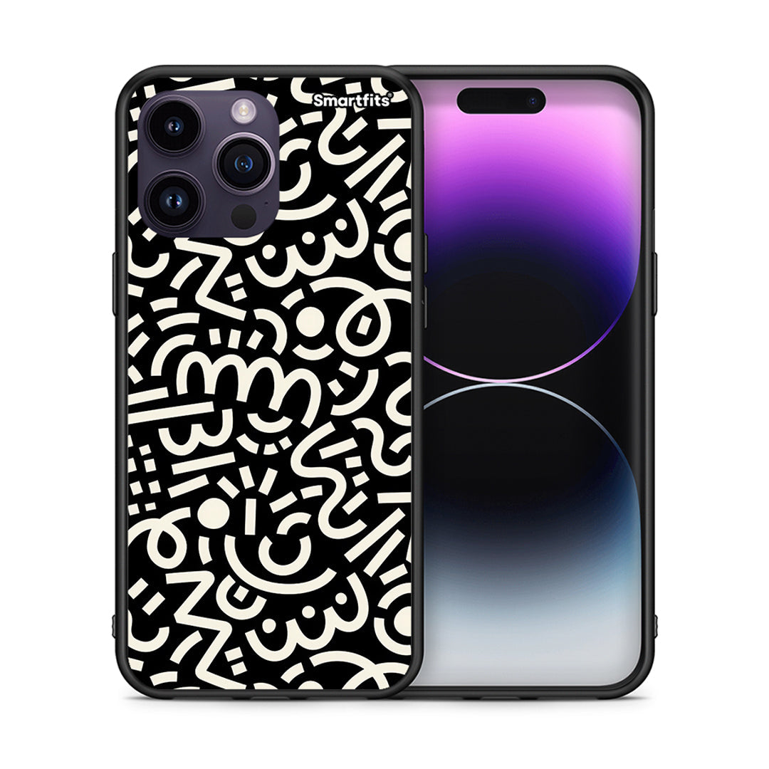 Θήκη iPhone 14 Pro Doodle Art από τη Smartfits με σχέδιο στο πίσω μέρος και μαύρο περίβλημα | iPhone 14 Pro Doodle Art case with colorful back and black bezels