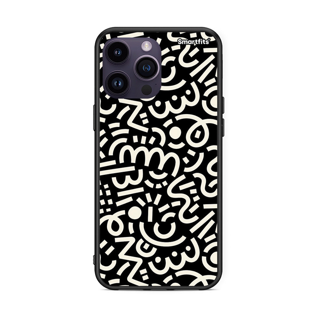 iPhone 15 Pro Doodle Art Θήκη από τη Smartfits με σχέδιο στο πίσω μέρος και μαύρο περίβλημα | Smartphone case with colorful back and black bezels by Smartfits