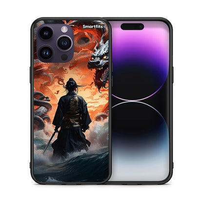 Θήκη iPhone 14 Pro Dragons Fight από τη Smartfits με σχέδιο στο πίσω μέρος και μαύρο περίβλημα | iPhone 14 Pro Dragons Fight case with colorful back and black bezels