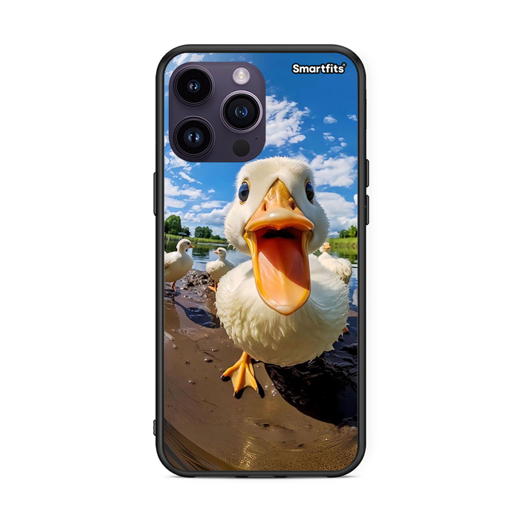 iPhone 15 Pro Duck Face θήκη από τη Smartfits με σχέδιο στο πίσω μέρος και μαύρο περίβλημα | Smartphone case with colorful back and black bezels by Smartfits