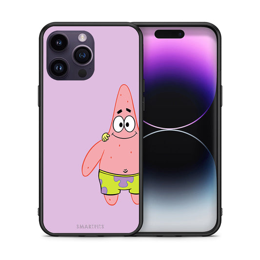 Θήκη iPhone 14 Pro Friends Patrick από τη Smartfits με σχέδιο στο πίσω μέρος και μαύρο περίβλημα | iPhone 14 Pro Friends Patrick case with colorful back and black bezels