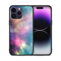Thumbnail for Θήκη iPhone 14 Pro Rainbow Galaxy από τη Smartfits με σχέδιο στο πίσω μέρος και μαύρο περίβλημα | iPhone 14 Pro Rainbow Galaxy case with colorful back and black bezels