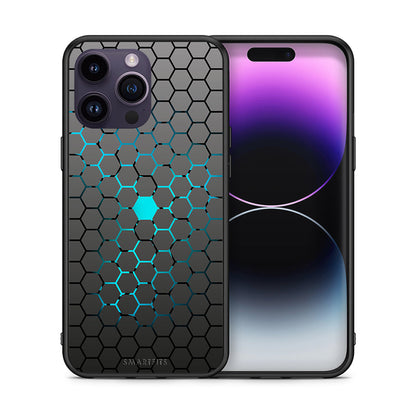 Θήκη iPhone 14 Pro Hexagonal Geometric από τη Smartfits με σχέδιο στο πίσω μέρος και μαύρο περίβλημα | iPhone 14 Pro Hexagonal Geometric case with colorful back and black bezels