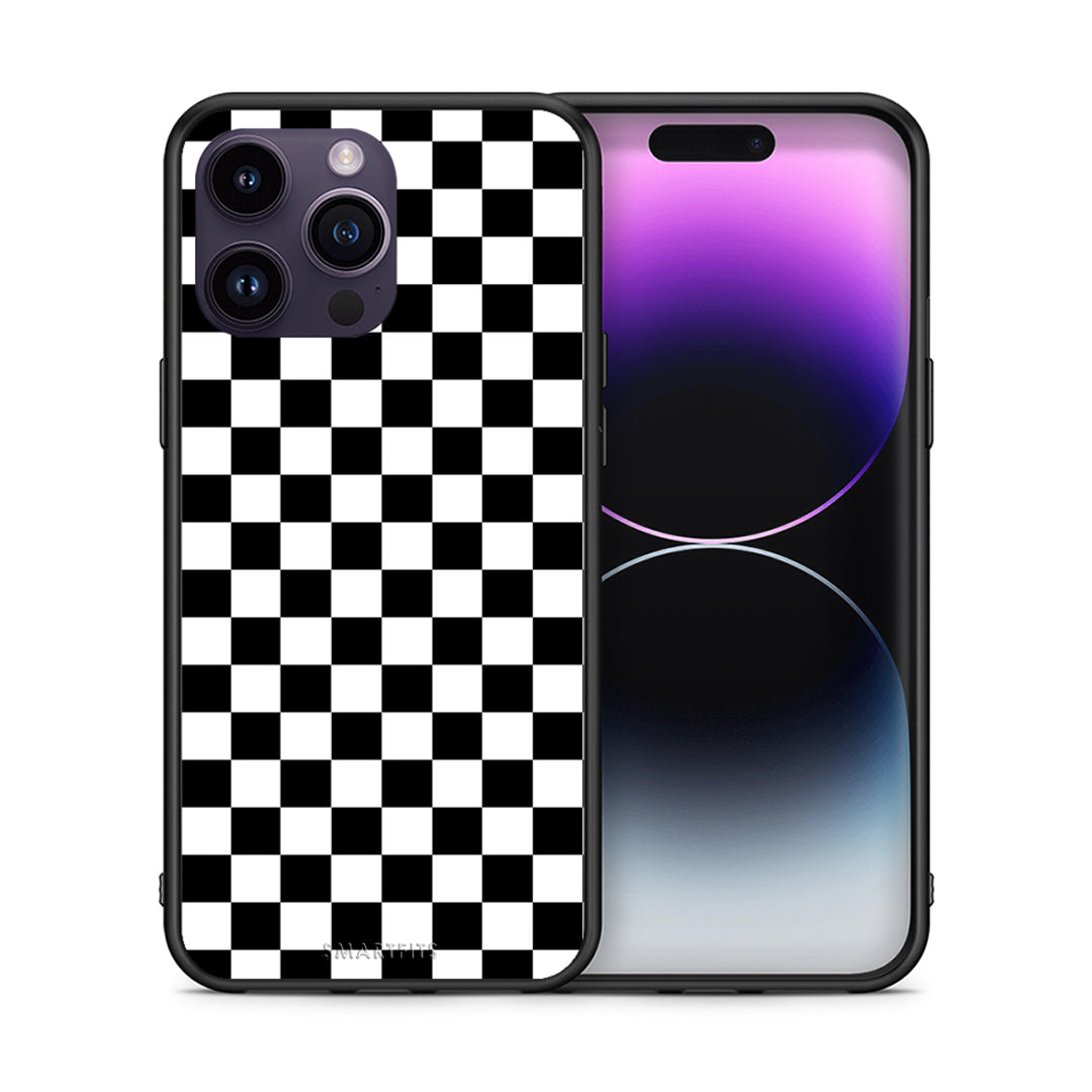 Θήκη iPhone 15 Pro Squares Geometric από τη Smartfits με σχέδιο στο πίσω μέρος και μαύρο περίβλημα | iPhone 15 Pro Squares Geometric case with colorful back and black bezels