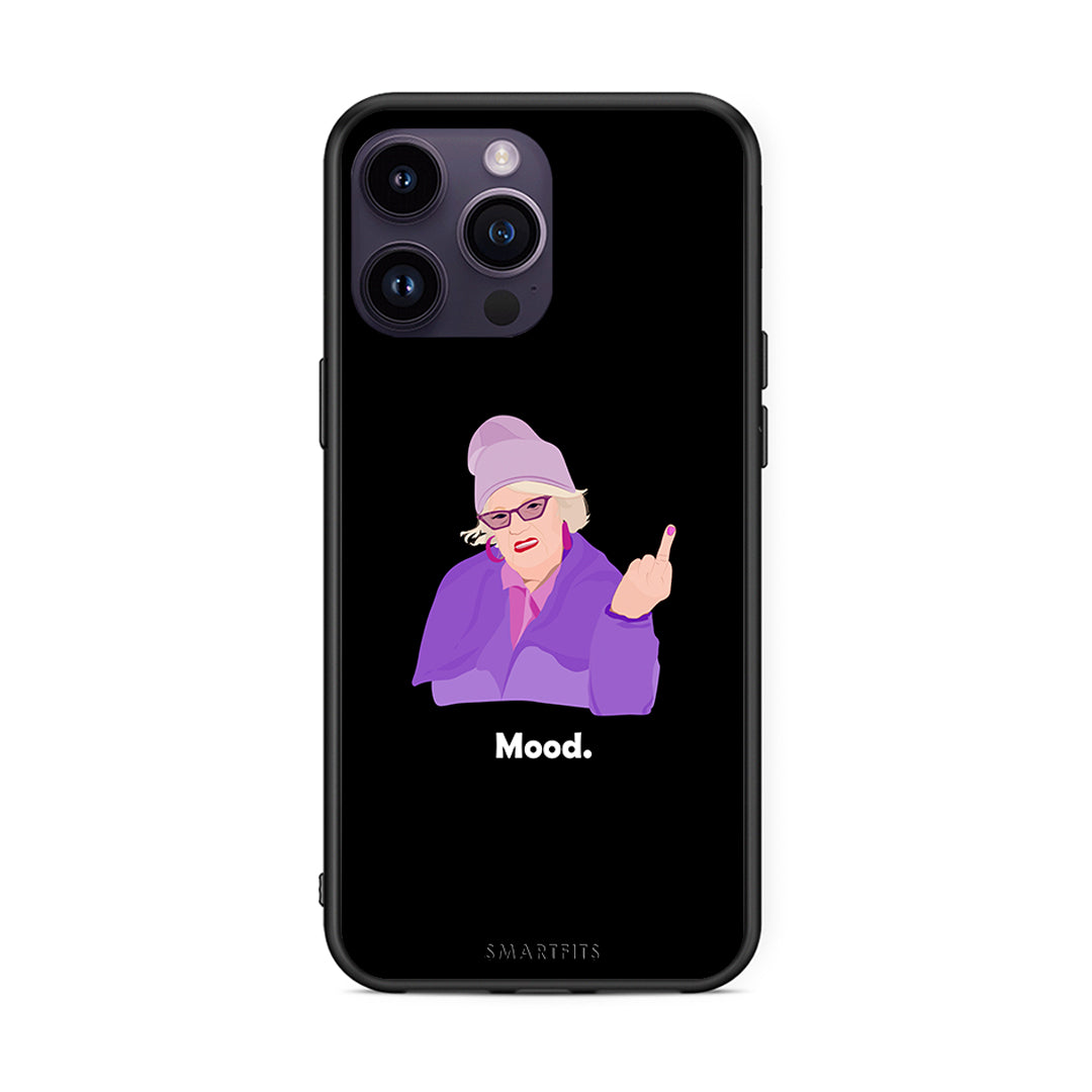 iPhone 15 Pro Grandma Mood Black θήκη από τη Smartfits με σχέδιο στο πίσω μέρος και μαύρο περίβλημα | Smartphone case with colorful back and black bezels by Smartfits