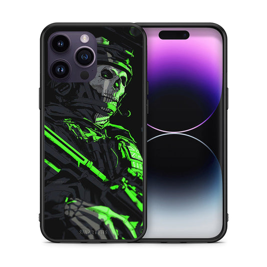 Θήκη Αγίου Βαλεντίνου iPhone 14 Pro Green Soldier από τη Smartfits με σχέδιο στο πίσω μέρος και μαύρο περίβλημα | iPhone 14 Pro Green Soldier case with colorful back and black bezels