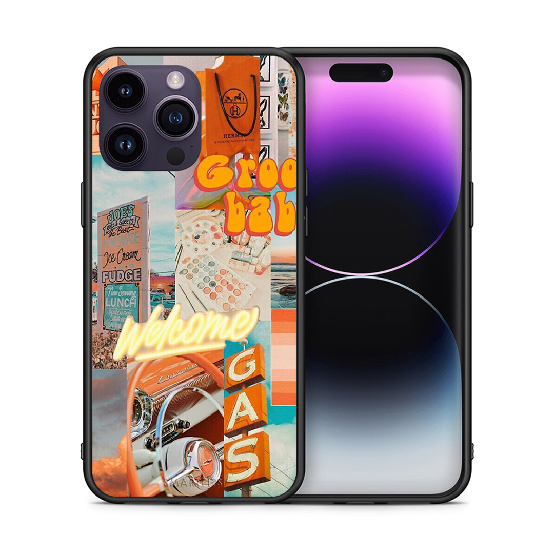 Θήκη Αγίου Βαλεντίνου iPhone 14 Pro Groovy Babe από τη Smartfits με σχέδιο στο πίσω μέρος και μαύρο περίβλημα | iPhone 14 Pro Groovy Babe case with colorful back and black bezels