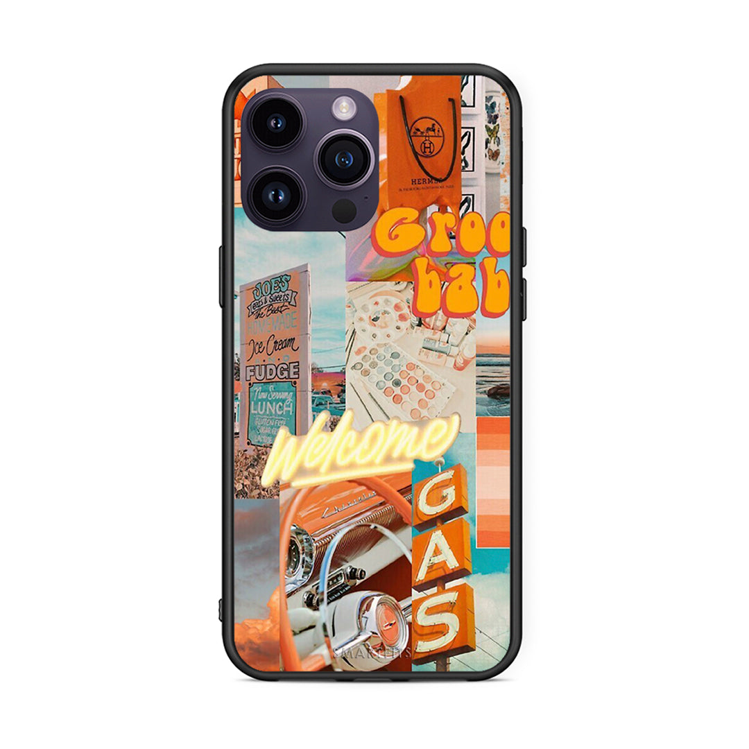 iPhone 14 Pro Groovy Babe Θήκη Αγίου Βαλεντίνου από τη Smartfits με σχέδιο στο πίσω μέρος και μαύρο περίβλημα | Smartphone case with colorful back and black bezels by Smartfits