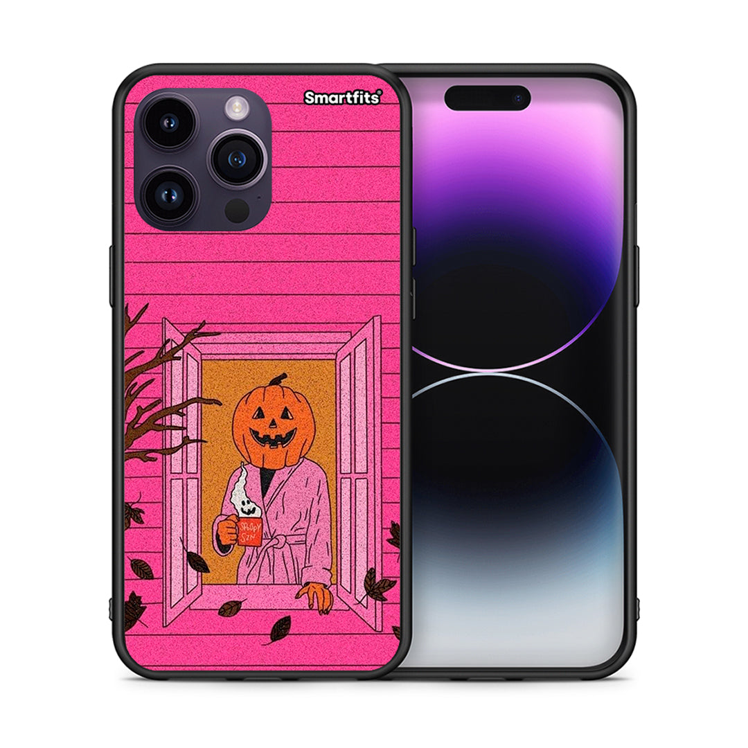 Θήκη iPhone 14 Pro Halloween Pumpkin Lady από τη Smartfits με σχέδιο στο πίσω μέρος και μαύρο περίβλημα | iPhone 14 Pro Halloween Pumpkin Lady case with colorful back and black bezels