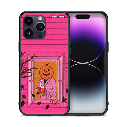 Θήκη iPhone 14 Pro Halloween Pumpkin Lady από τη Smartfits με σχέδιο στο πίσω μέρος και μαύρο περίβλημα | iPhone 14 Pro Halloween Pumpkin Lady case with colorful back and black bezels