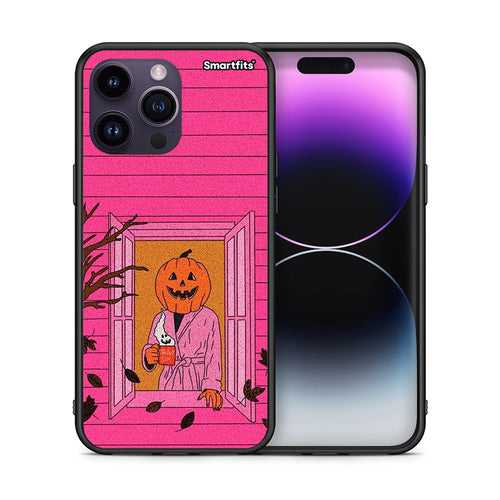 Θήκη iPhone 15 Pro Halloween Pumpkin Lady από τη Smartfits με σχέδιο στο πίσω μέρος και μαύρο περίβλημα | iPhone 15 Pro Halloween Pumpkin Lady case with colorful back and black bezels