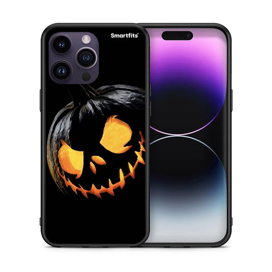 Θήκη iPhone 14 Pro Halloween Scary Pumpkin από τη Smartfits με σχέδιο στο πίσω μέρος και μαύρο περίβλημα | iPhone 14 Pro Halloween Scary Pumpkin case with colorful back and black bezels