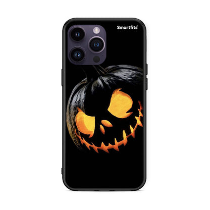 iPhone 14 Pro Halloween Scary Pumpkin Θήκη από τη Smartfits με σχέδιο στο πίσω μέρος και μαύρο περίβλημα | Smartphone case with colorful back and black bezels by Smartfits