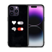 Thumbnail for Θήκη Αγίου Βαλεντίνου iPhone 14 Pro Heart Vs Brain από τη Smartfits με σχέδιο στο πίσω μέρος και μαύρο περίβλημα | iPhone 14 Pro Heart Vs Brain case with colorful back and black bezels