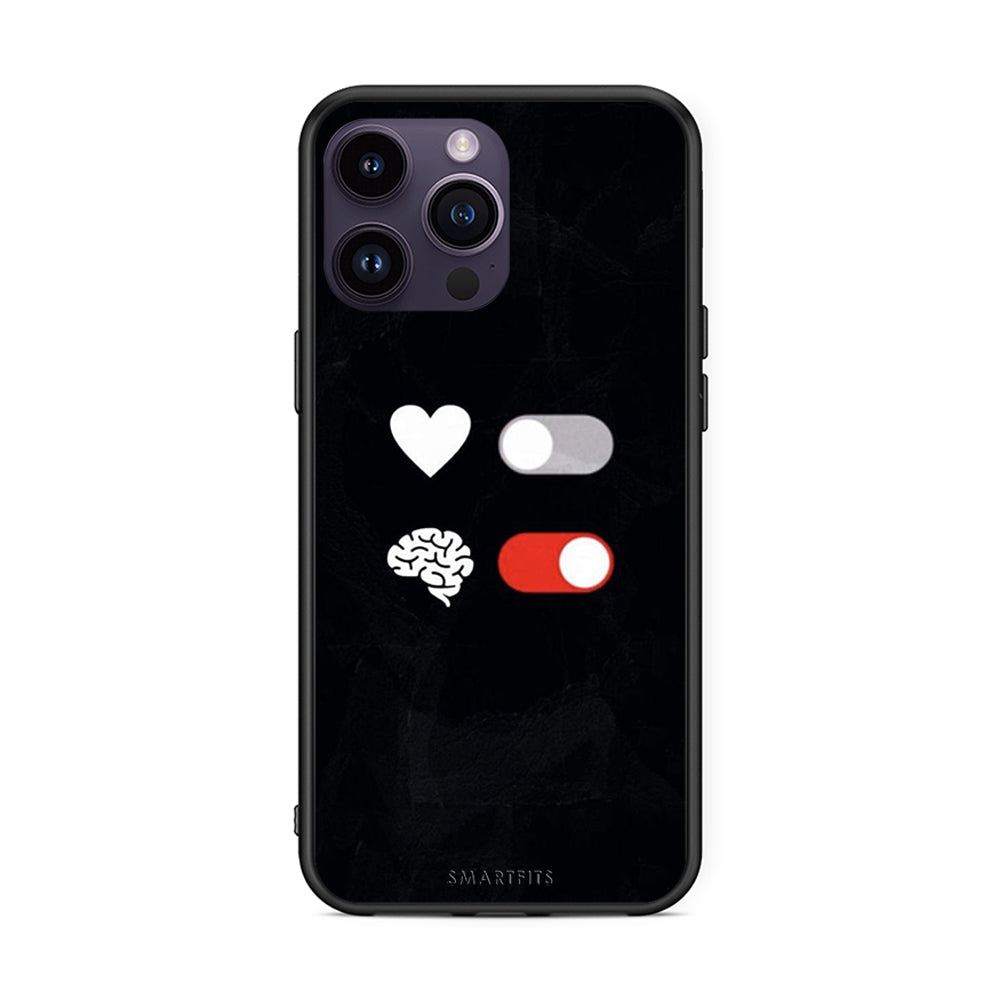 iPhone 14 Pro Heart Vs Brain Θήκη Αγίου Βαλεντίνου από τη Smartfits με σχέδιο στο πίσω μέρος και μαύρο περίβλημα | Smartphone case with colorful back and black bezels by Smartfits