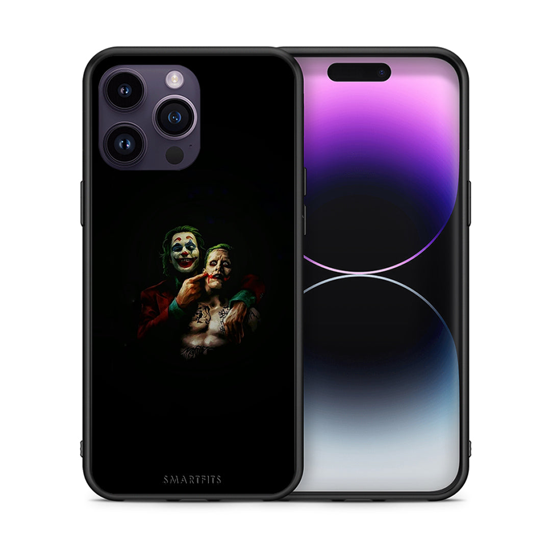 Θήκη iPhone 14 Pro Clown Hero από τη Smartfits με σχέδιο στο πίσω μέρος και μαύρο περίβλημα | iPhone 14 Pro Clown Hero case with colorful back and black bezels