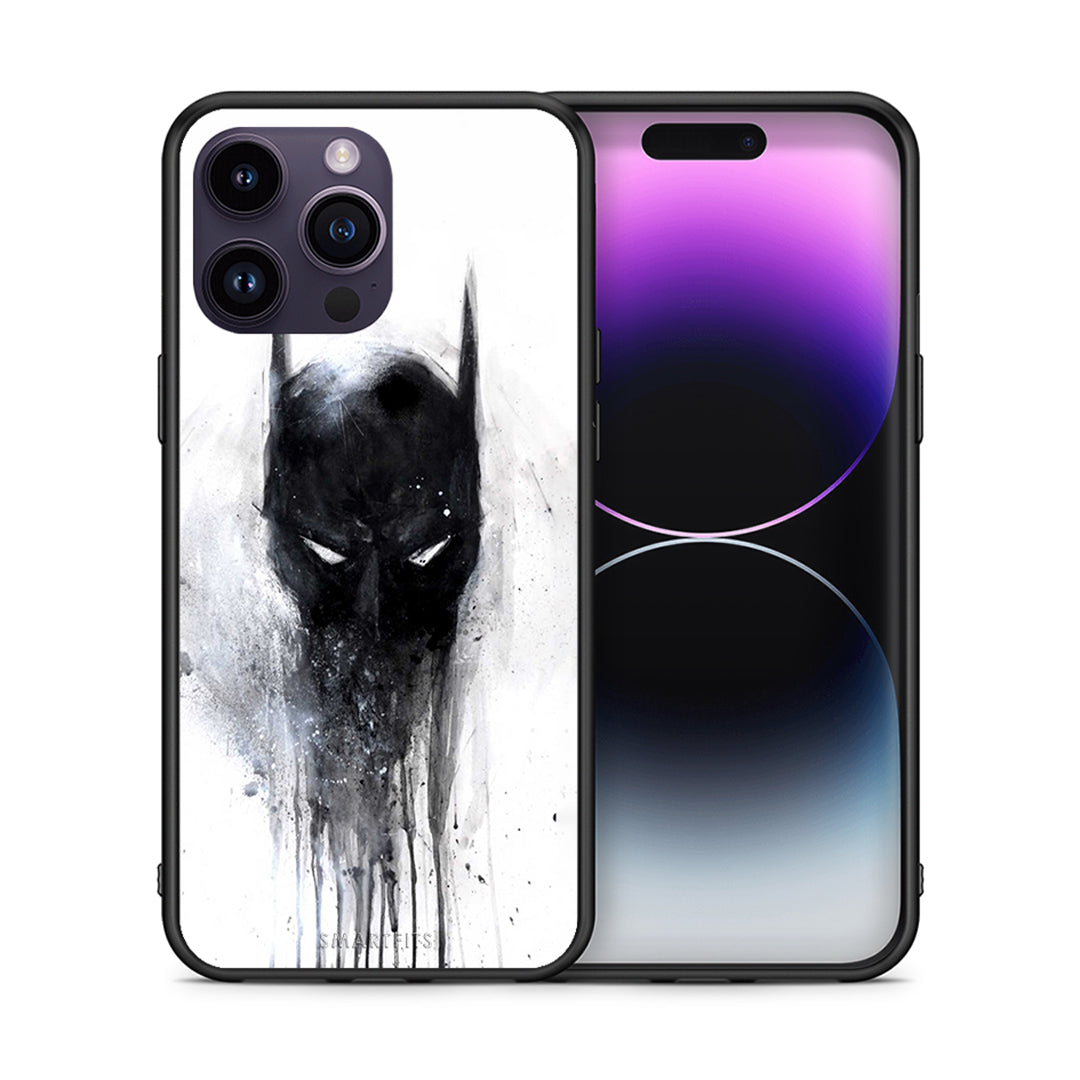 Θήκη iPhone 14 Pro Paint Bat Hero από τη Smartfits με σχέδιο στο πίσω μέρος και μαύρο περίβλημα | iPhone 14 Pro Paint Bat Hero case with colorful back and black bezels