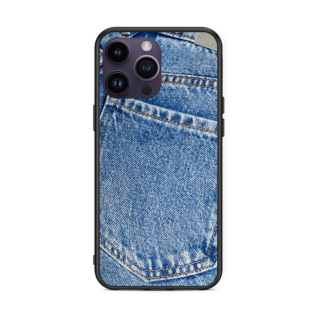 iPhone 15 Pro Jeans Pocket θήκη από τη Smartfits με σχέδιο στο πίσω μέρος και μαύρο περίβλημα | Smartphone case with colorful back and black bezels by Smartfits