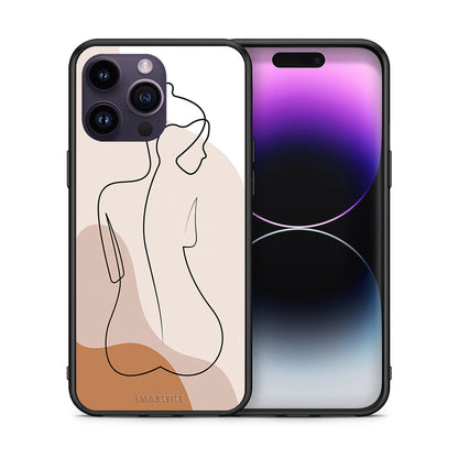 Θήκη iPhone 14 Pro LineArt Woman από τη Smartfits με σχέδιο στο πίσω μέρος και μαύρο περίβλημα | iPhone 14 Pro LineArt Woman case with colorful back and black bezels