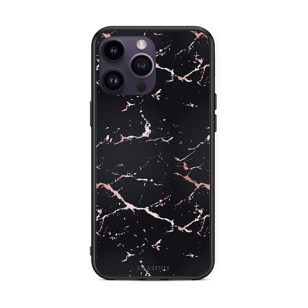 4 - iPhone 15 Pro Black Rosegold Marble case, cover, bumper