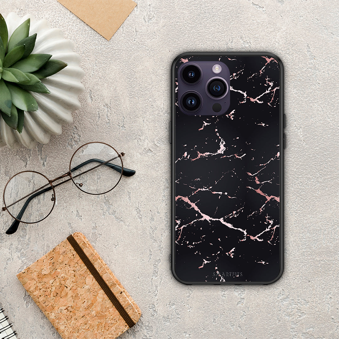 Marble Black Rosegold - iPhone 14 Pro θήκη