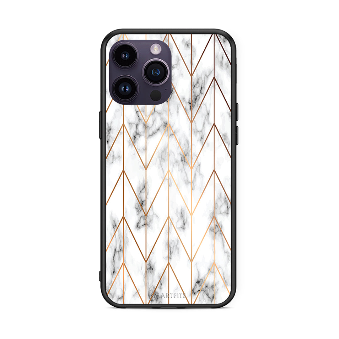 44 - iPhone 15 Pro Gold Geometric Marble case, cover, bumper