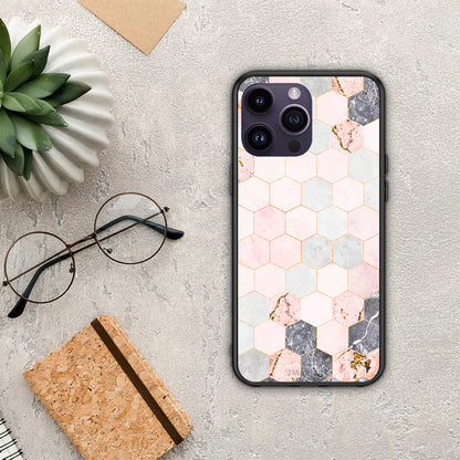 Marble Hexagon Pink - iPhone 15 Pro θήκη