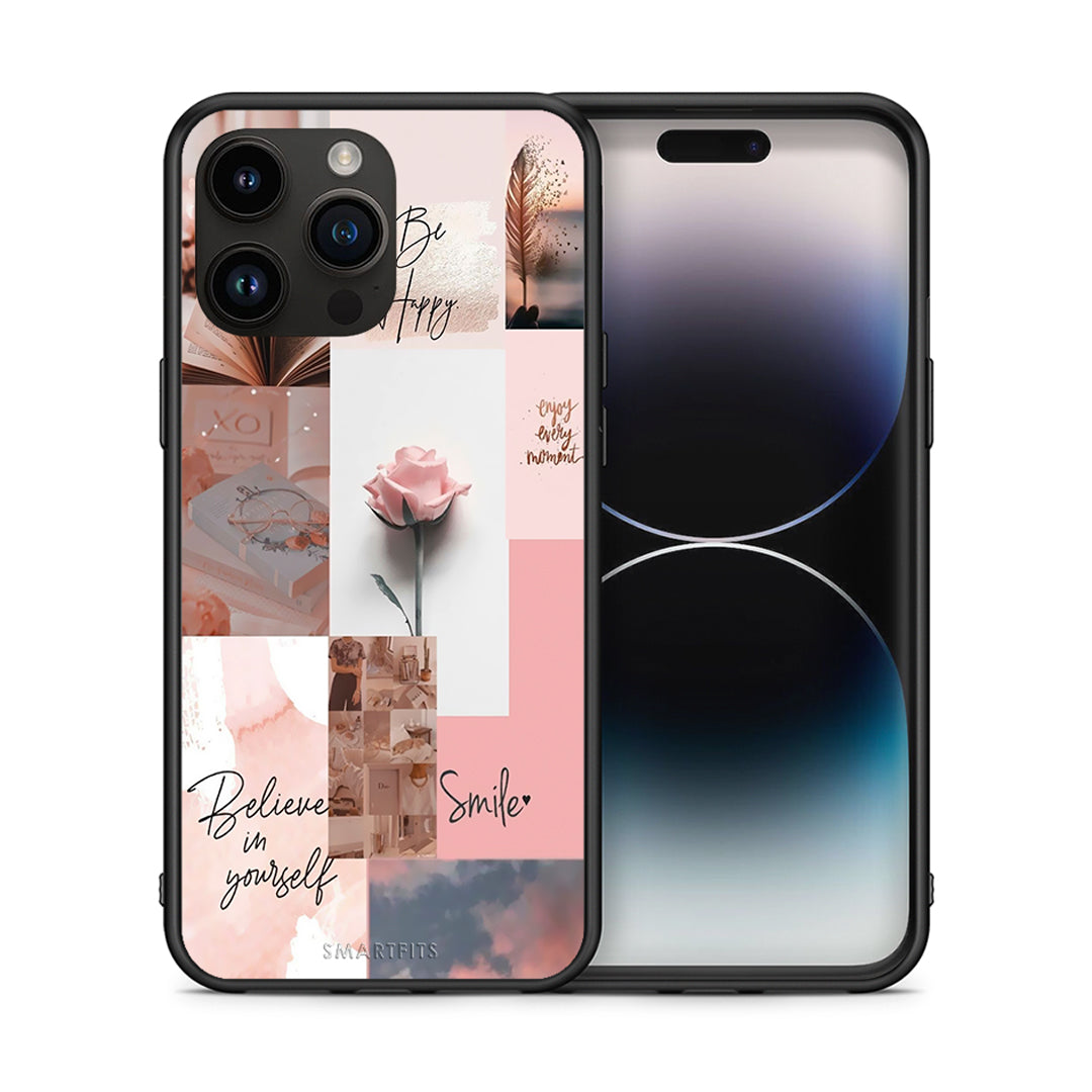 Θήκη iPhone 14 Pro Max Aesthetic Collage από τη Smartfits με σχέδιο στο πίσω μέρος και μαύρο περίβλημα | iPhone 14 Pro Max Aesthetic Collage case with colorful back and black bezels