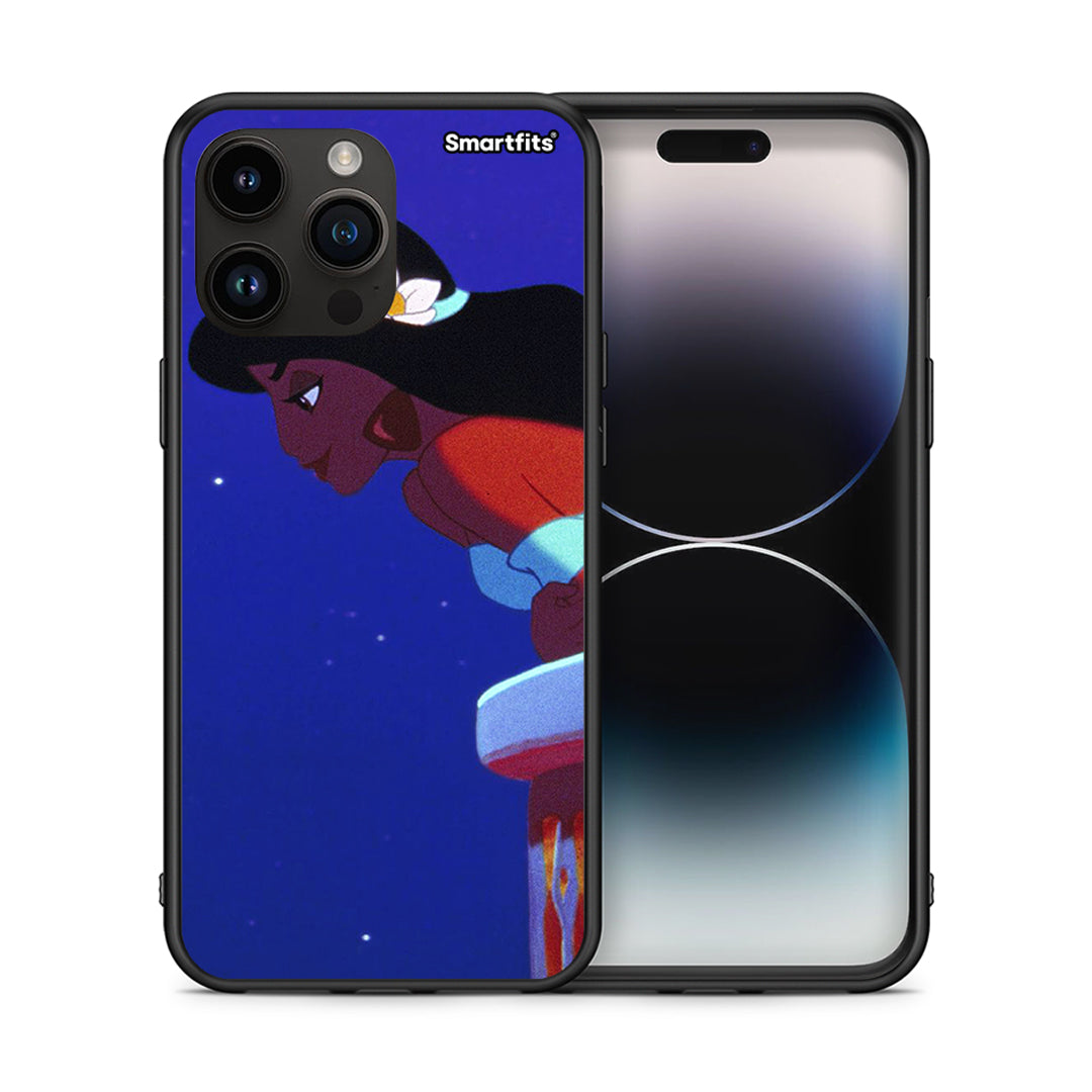 Θήκη iPhone 14 Pro Max Alladin And Jasmine Love 2 από τη Smartfits με σχέδιο στο πίσω μέρος και μαύρο περίβλημα | iPhone 14 Pro Max Alladin And Jasmine Love 2 case with colorful back and black bezels