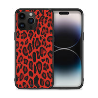 Thumbnail for Θήκη iPhone 14 Pro Max Red Leopard Animal από τη Smartfits με σχέδιο στο πίσω μέρος και μαύρο περίβλημα | iPhone 14 Pro Max Red Leopard Animal case with colorful back and black bezels