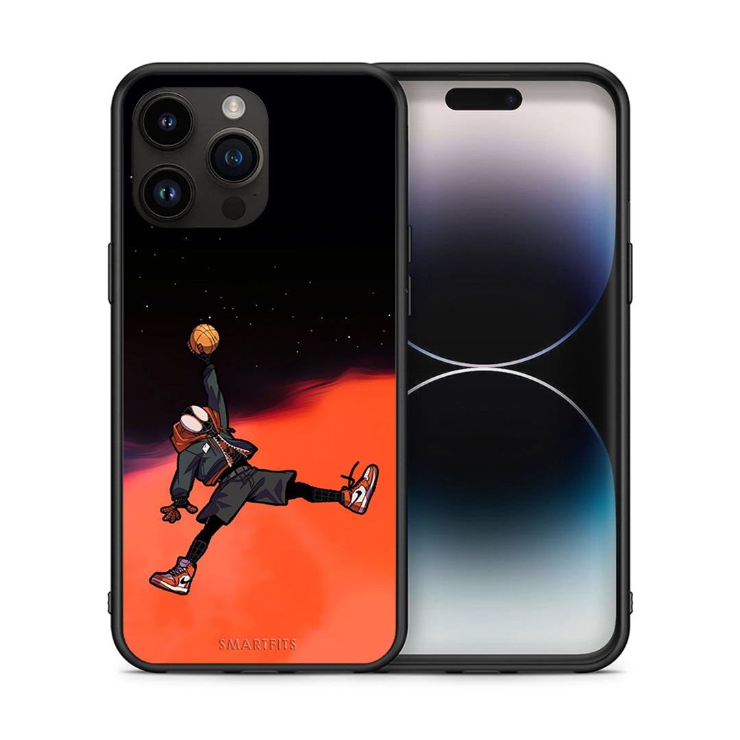 Θήκη iPhone 14 Pro Max Basketball Hero από τη Smartfits με σχέδιο στο πίσω μέρος και μαύρο περίβλημα | iPhone 14 Pro Max Basketball Hero case with colorful back and black bezels