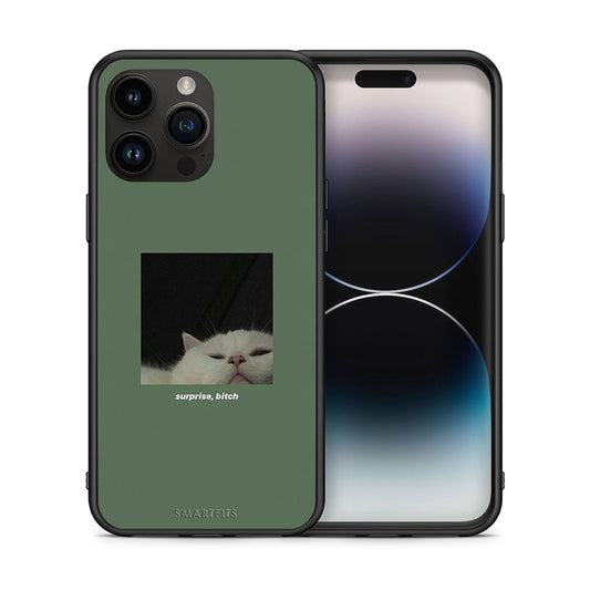 Θήκη iPhone 15 Pro Max Bitch Surprise από τη Smartfits με σχέδιο στο πίσω μέρος και μαύρο περίβλημα | iPhone 15 Pro Max Bitch Surprise case with colorful back and black bezels